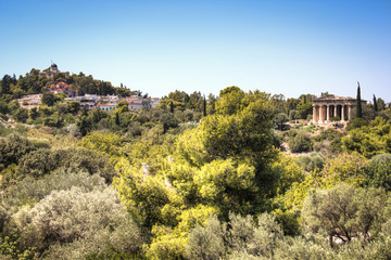 Obraz premium View over the ruins of the Agora, a major landmark in Athens, the capital of Greece 