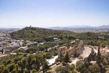 Fototapeta na wymiar The Theatre of Herod Atticus, one of the major sights in the Acropolis in Athens, the capital of Greece 