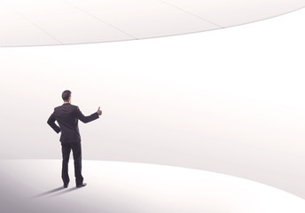 Fototapeta premium Salesman standing with his back concept