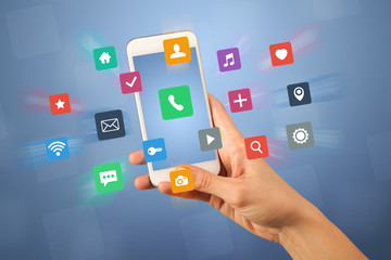 Female hand holding smartphone