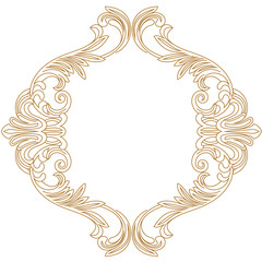 Golden vintage border frame engraving with retro ornament pattern in antique baroque style decorative design. Vector