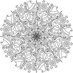 Christmas mandala decoration. Coloring book page.