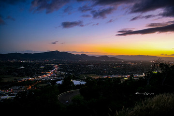 Fototapeta na wymiar Townsville Qld Australia, view from Castle Hill towards Mt Stuart.