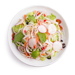 Seafood salad and crab isolated on white background