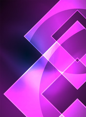 Glowing squares in the dark, digital abstract background