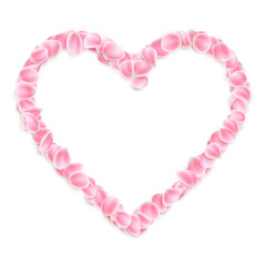 Pink sakura petals heart isolated. EPS 10 vector