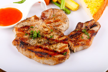 Grilled pork steak