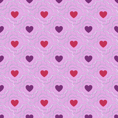 Abstract seamless pattern with hearts. Valetines day or girlish design.