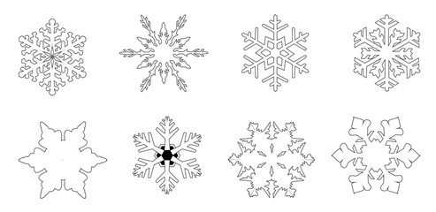 Isolated White Snowflake Collection