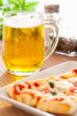 Pizza with beer