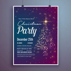 christmas invitation party card template design with creative tree design