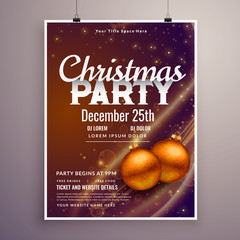 beautiful christmas party poster design template with light effect