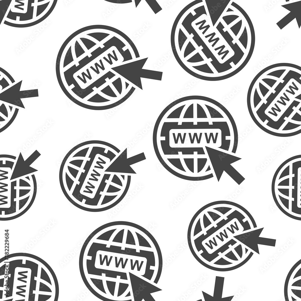 Poster go to web seamless pattern background icon. business flat vector illustration. world network sign sy