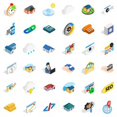 Insurance policy icons set, isometric style