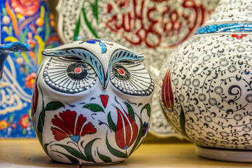 Traditional Turkish ceramics on sale at Grand Bazaar in Istanbul