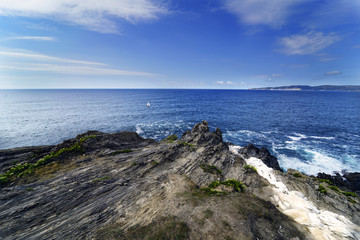 View of the cliff of gray stones called 