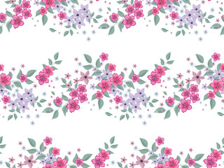Obraz na płótnie Canvas Seamless floral pattern. Background in small flowers for textiles, fabrics, cotton fabric, covers, wallpaper, print, gift wrapping, postcard, scrapbooking.