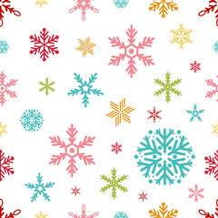 Snowflake seamless pattern Merry Christmas and Happy New Year winter holiday background decorative paper vector illustration.
