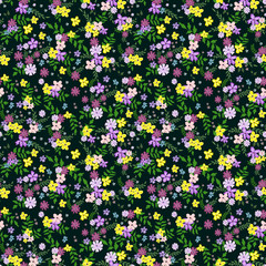 Seamless floral pattern. Background in small flowers for textiles, fabrics, cotton fabric, covers, wallpaper, print, gift wrapping, postcard, scrapbooking.