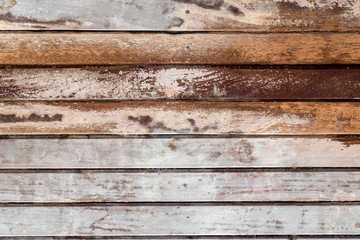 Wooden Plank Grain textured background. Striped timber desk Close Up. Old  Floor Brown Boards.