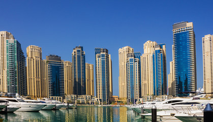 Naklejka na ściany i meble Yacht Club in Dubai Marina. UAE. November 16, 2012