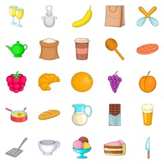 Roll icons set, cartoon style