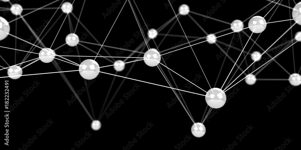Leinwandbilder digital flying network balls connection 3d rendering