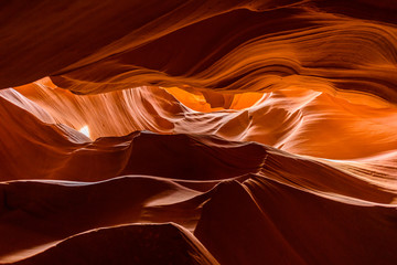 Upper Antelope Canyon. Natural rock formation in beautiful colors. Beautiful wide angle view of...