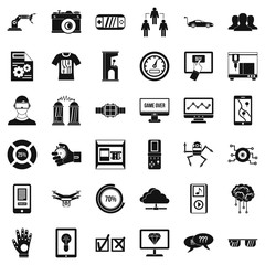 Interface icons set, simple style