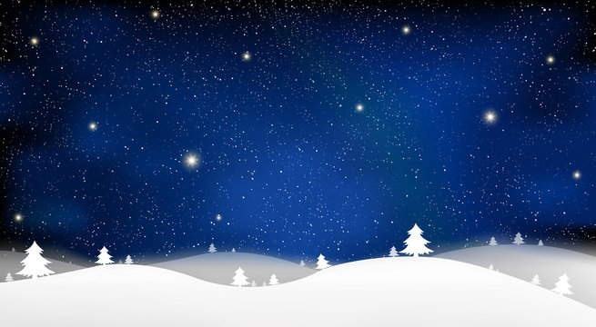 Merry Christmas and New Year of blue snow star light background on blue sky illustration