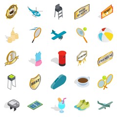 Hit icons set, isometric style