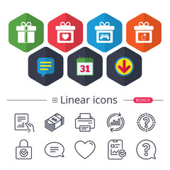 Gift box sign icon. Present symbol.