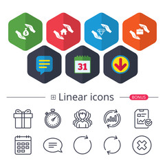 Hands insurance icons. Money savings sign.