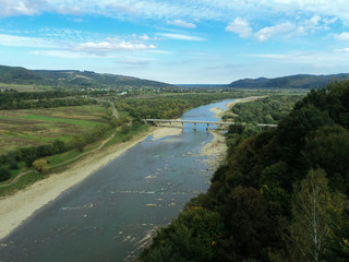 Fototapeta na wymiar Landscape, Striy River in the Carpathian Mountains