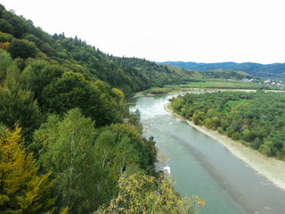 Obraz na płótnie Canvas Landscape, Striy River in the Carpathian Mountains