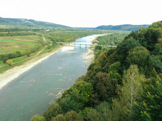 Landscape, Striy River in the Carpathian Mountains