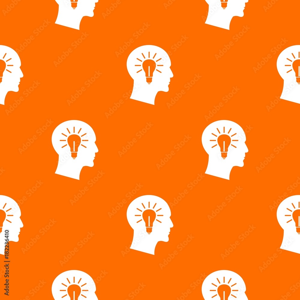 Poster light bulb inside head pattern seamless