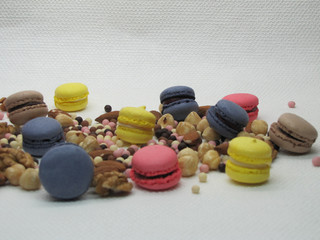 Macaroons on a white background still life