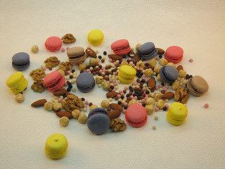 Macaroons on a white background still life