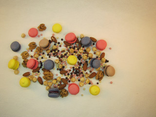 Macaroons on a white background still life