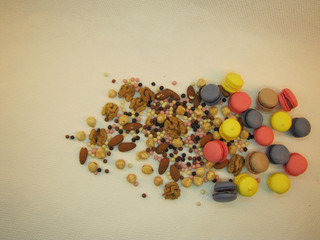 Macaroons on a white background still life