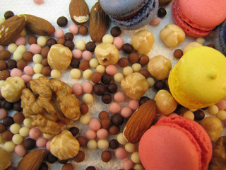 Macaroons on a white background still life