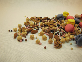 Macaroons on a white background still life