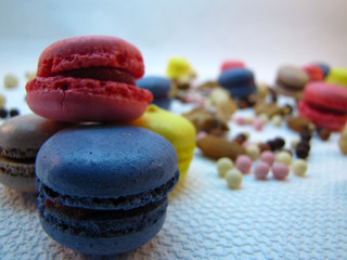 Macaroons on a white background still life