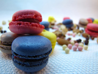 Macaroons on a white background still life