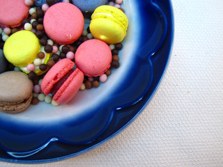 Macaroons on a white background still life