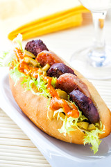 Sandwich made with different types of sausages