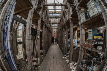 Krakow Poland November 2017 a couple visits the vintage show in the National Museum