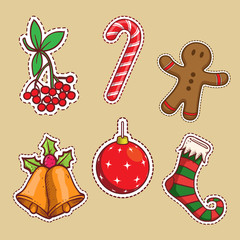christmas sticker vector set