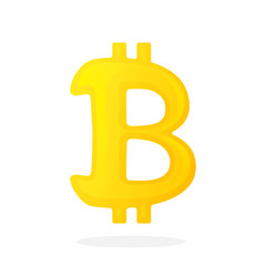Vector illustration in flat style. Golden bitcoin sign. Symbol of crypto currency. Global virtual internet money. Block chain based secure crypto currency. Isolated on white background